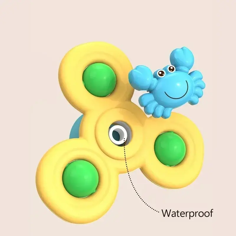 3pcs Baby Bath Toys Funny Bathing Sucker Spinner Suction Cup Cartoon Rattles Fidget Educational Toys For Children Boys Gift