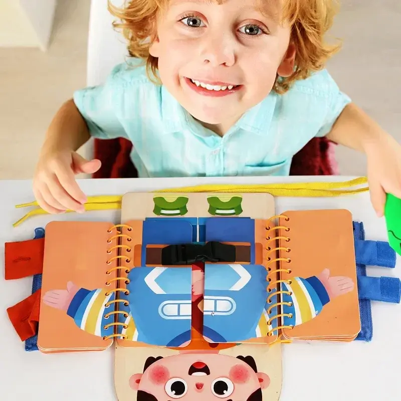 Multi-layer Wooden Busy Board For Children Montessori Early Education Games Toddlers Quiet Books Sensory Toy Practice Dressing
