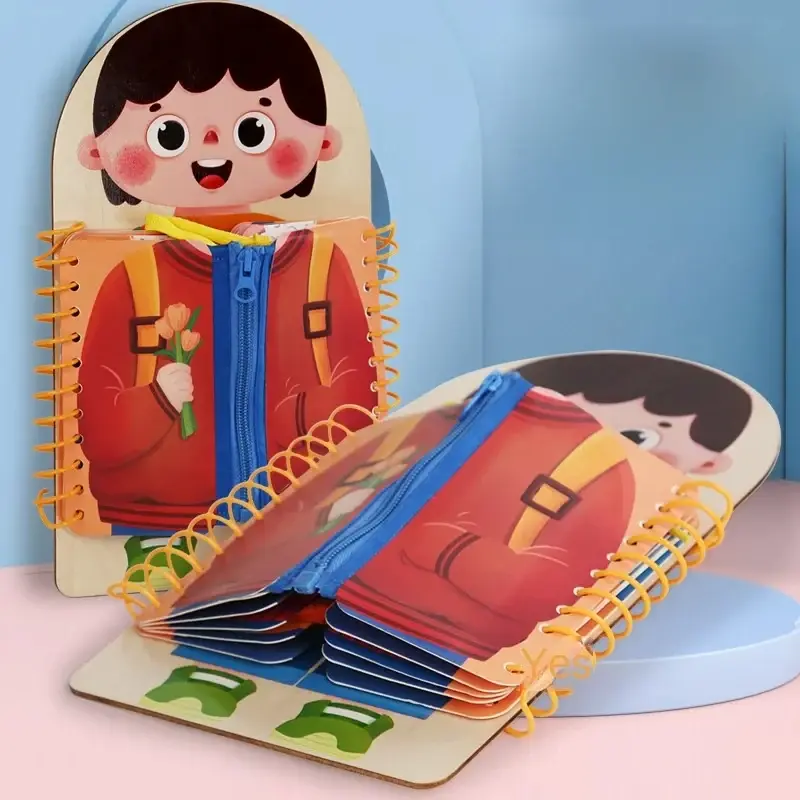 Multi-layer Wooden Busy Board For Children Montessori Early Education Games Toddlers Quiet Books Sensory Toy Practice Dressing