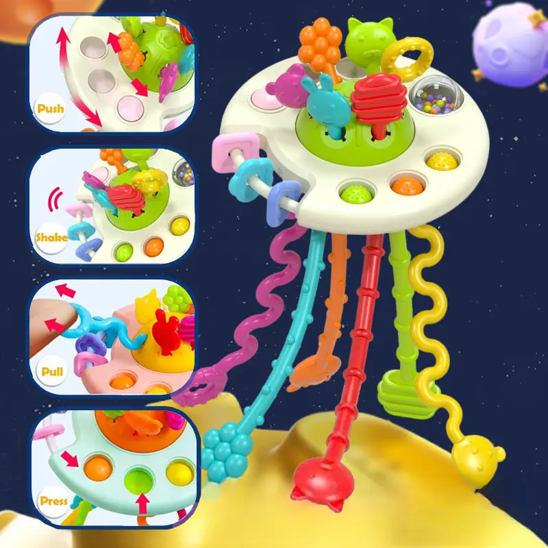 Baby Montessori Sensory Development Educational Toys Pull String Finger Grasp Training Early Learning Toy Teething BPA Free 1-3Y