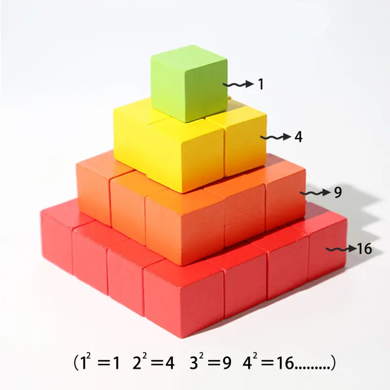 Kid Wooden Rainbow Cubes Learning Color Stacking Building Block Sensory Toy Montessori Early Math Manipulatives Math Jigsaw Game