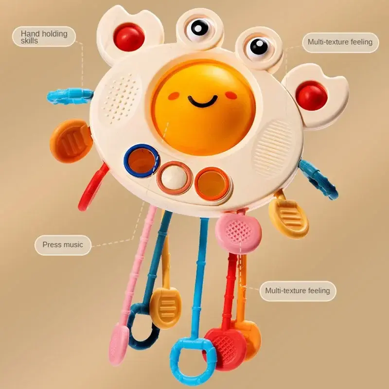 Montessori Pull String Sensory Toys Baby 6 12 Months Silicone Activity Toys Development Educational Toys for Baby 1 To 3 Years