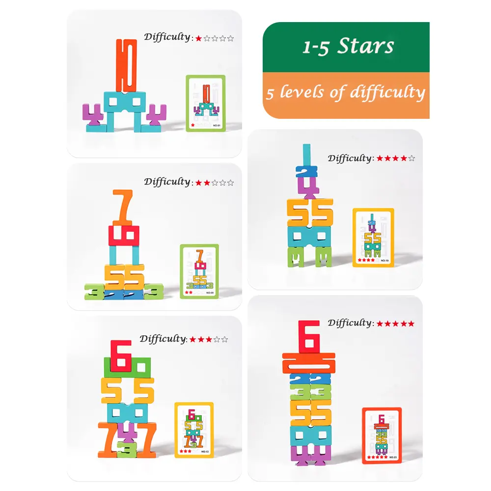 Wooden Number Buiding Blocks Montessori Creative Puzzle Stacking Toys Educational Toys Early Math Logical Thinking Development