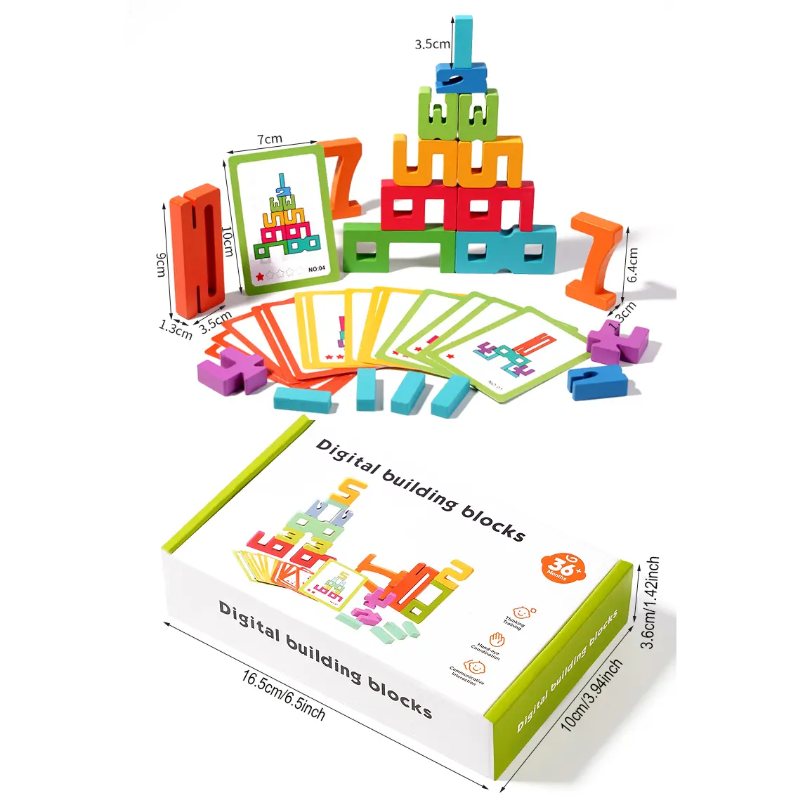 Wooden Number Buiding Blocks Montessori Creative Puzzle Stacking Toys Educational Toys Early Math Logical Thinking Development