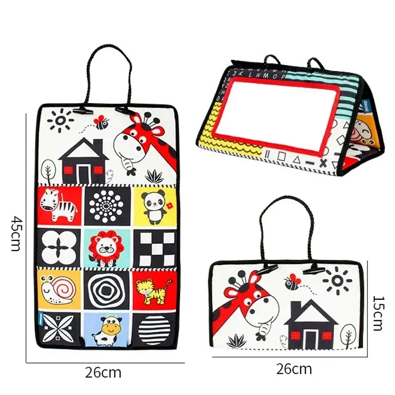 Black And White Baby Floor Mirror Tummy Time Sensory Baby Toys 6 12 months Toys For Babies Montessori Development Crawl Toys