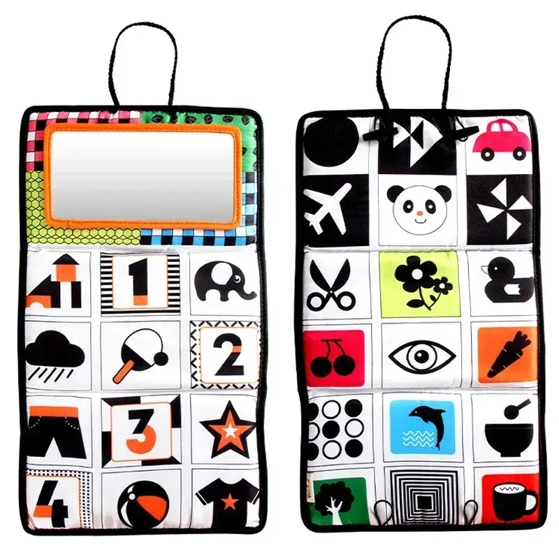 Black And White Baby Floor Mirror Tummy Time Sensory Baby Toys 6 12 months Toys For Babies Montessori Development Crawl Toys