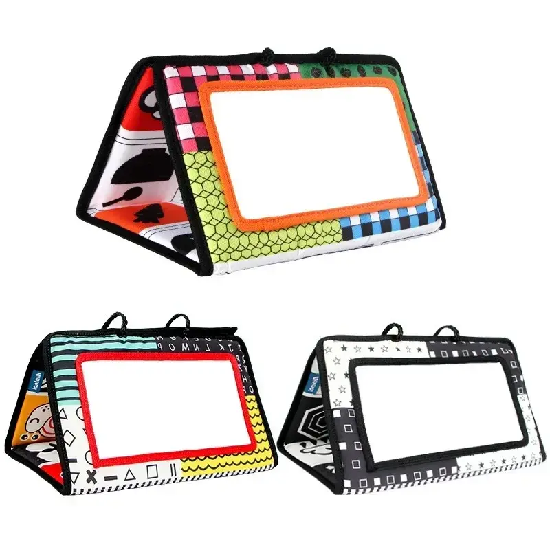 Black And White Baby Floor Mirror Tummy Time Sensory Baby Toys 6 12 months Toys For Babies Montessori Development Crawl Toys