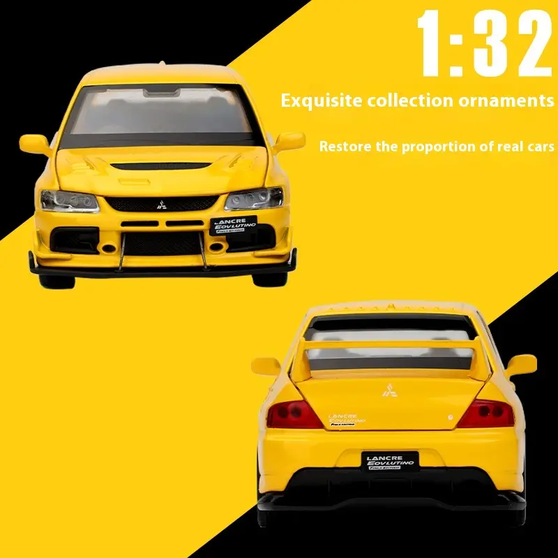 JDM 1:32 Mitsubishi Lancer Evolution Ninth Generation Super Racing Metal Alloy Diecast Car Model Sound & Light Right Rudder Gift