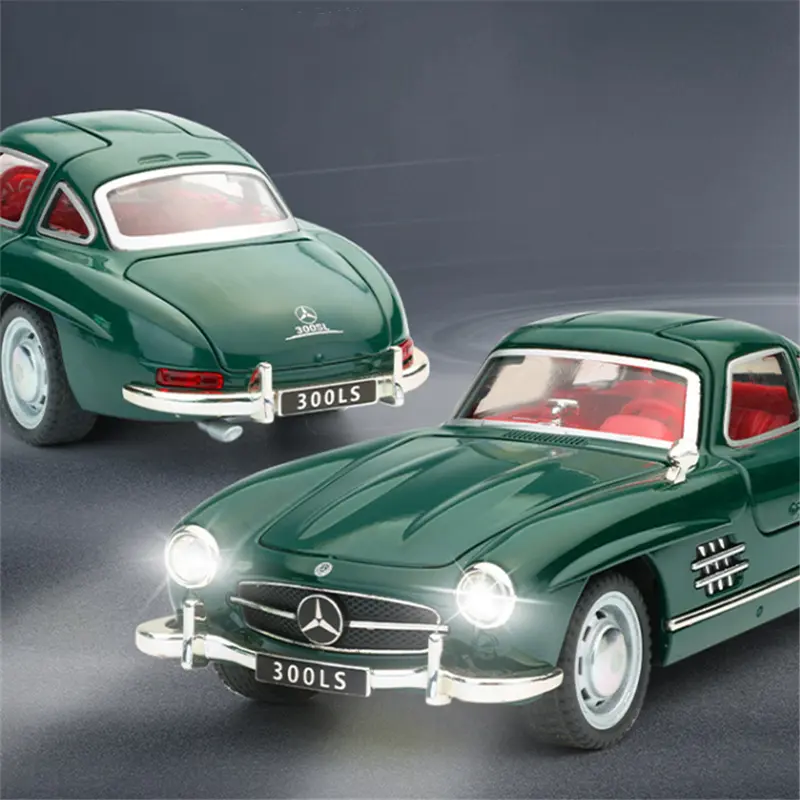 1:32 Benzs 300SL Alloy Car Model Diecasts Metal Classic Vehicles Car Model Simulation Sound and Light Collection Kids Toys Gifts