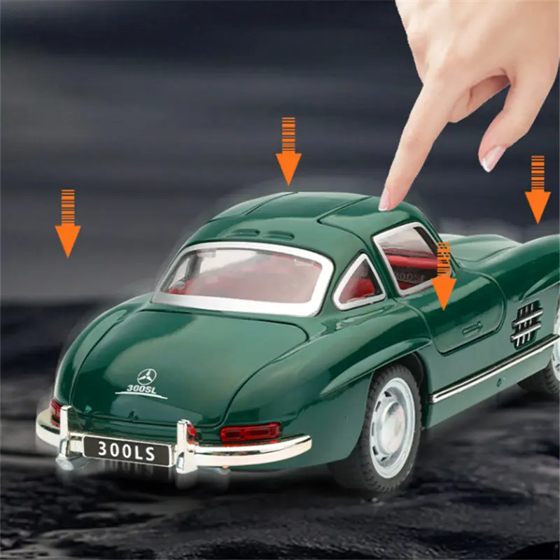 1:32 Benzs 300SL Alloy Car Model Diecasts Metal Classic Vehicles Car Model Simulation Sound and Light Collection Kids Toys Gifts