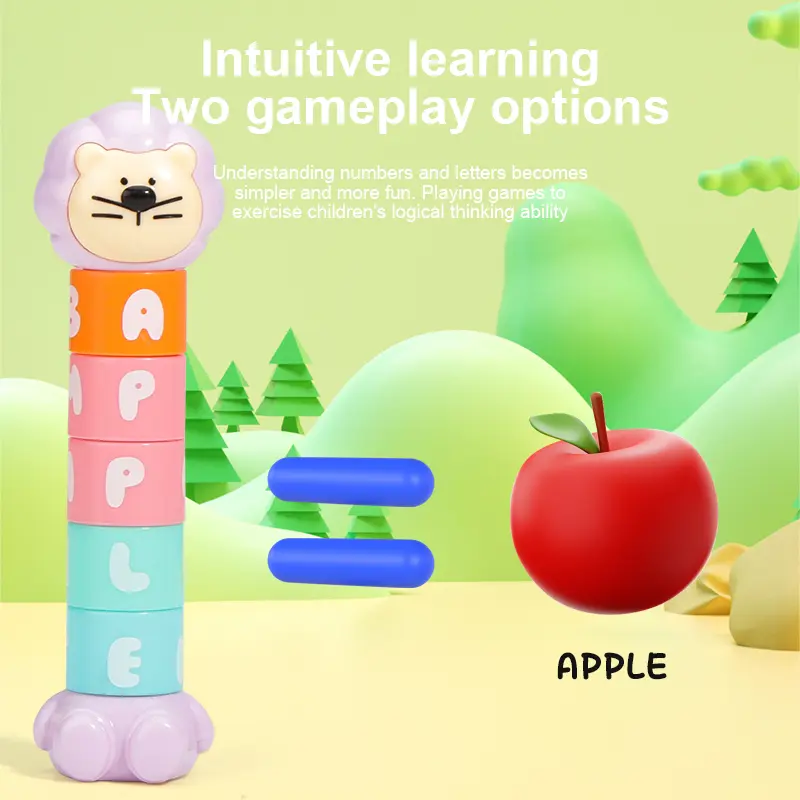 Montessori Alphabetic Number Stacked Blocks Learning Toys Fine Motor Training Sensory Balance Game Educational Toys For Children