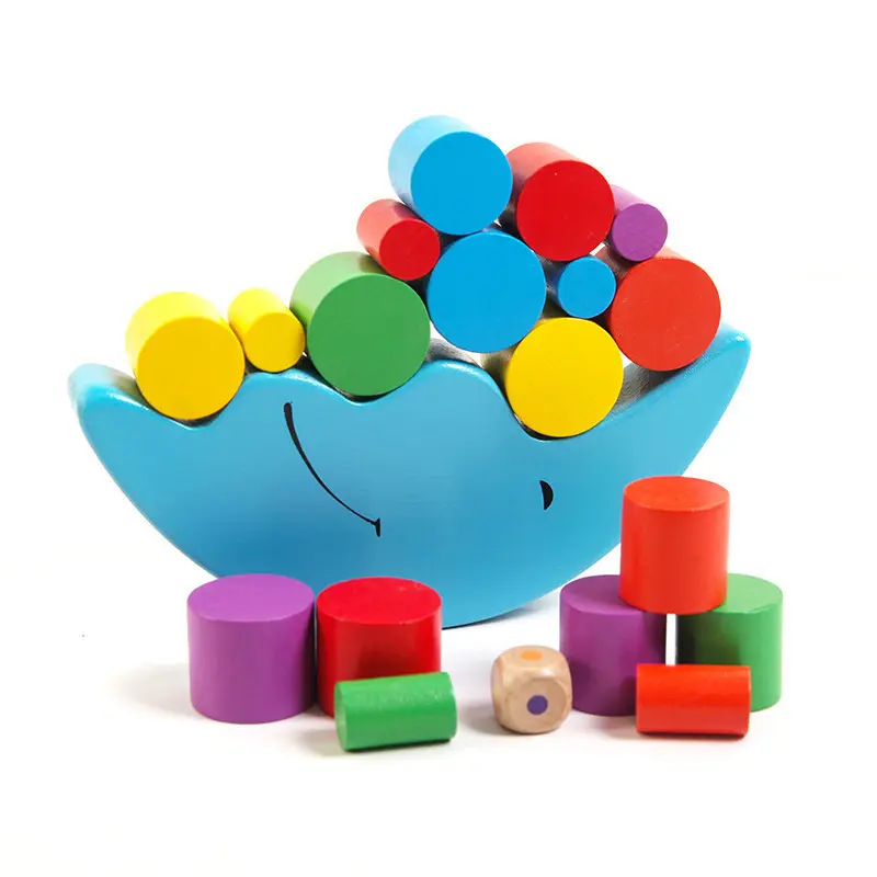 Wooden Moon Balance Block Game Stacking Balance Toy Montessori Fine Motor Training Educational Toys For Children Kids