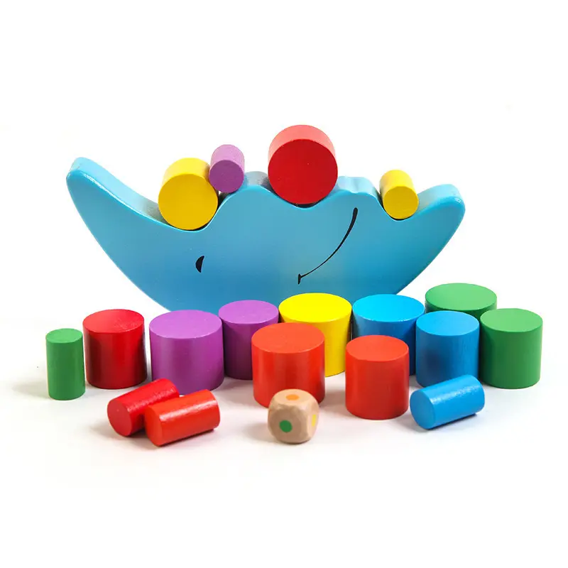 Wooden Moon Balance Block Game Stacking Balance Toy Montessori Fine Motor Training Educational Toys For Children Kids