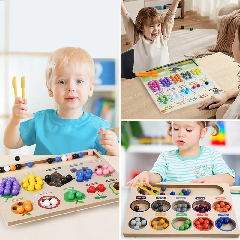 Children Montessori Sorting Game Wooden Toy Counting Learning Color Sorter Number Cognition Sensory Play Fine Motor Training Toy