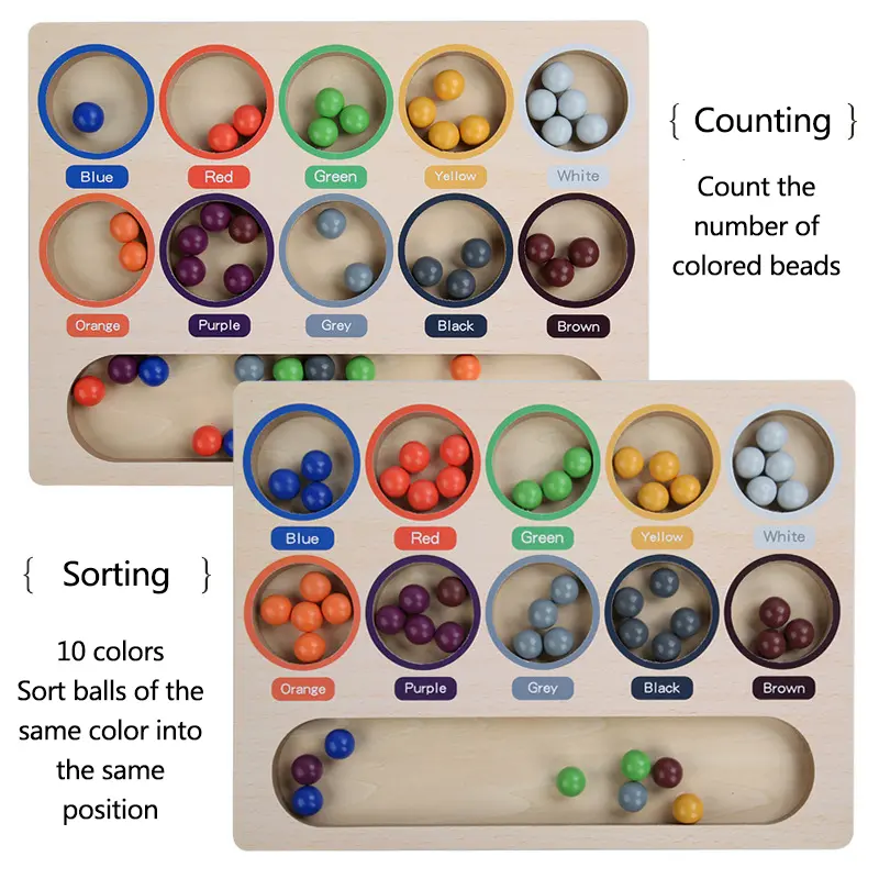Children Montessori Sorting Game Wooden Toy Counting Learning Color Sorter Number Cognition Sensory Play Fine Motor Training Toy