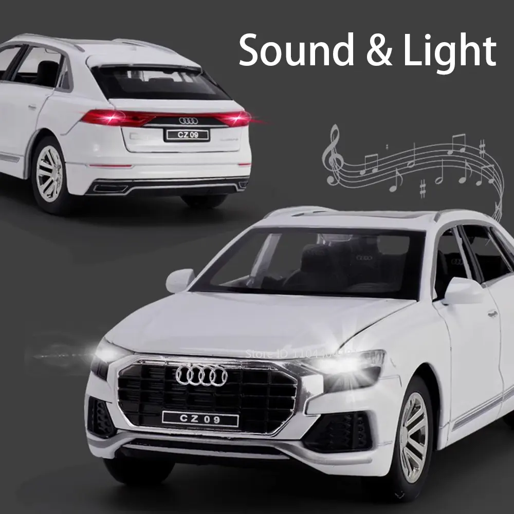 1:32 Q8 RS7 Car Metal Model Diecast Alloy Toy 6 Doors Opened with Sound Light Pull Back Vehices Collectable Miniature Home Decor