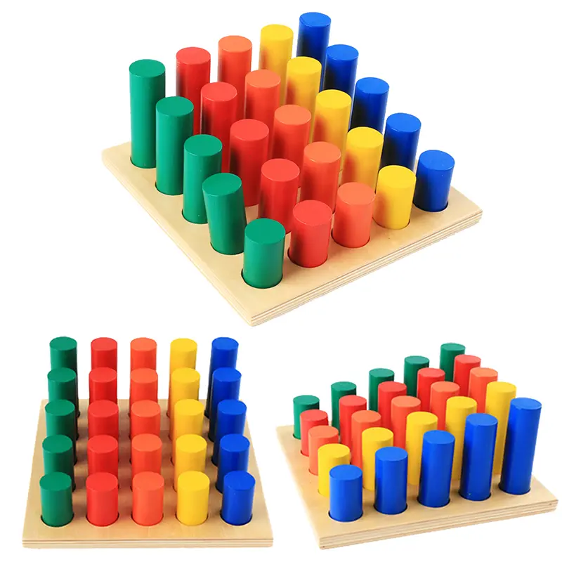 Kids Montessori Sensory Math Toy 3D Geometry Column Ladder Matching Shape Sorting Color Cognitive Educational Toys Teaching Aids