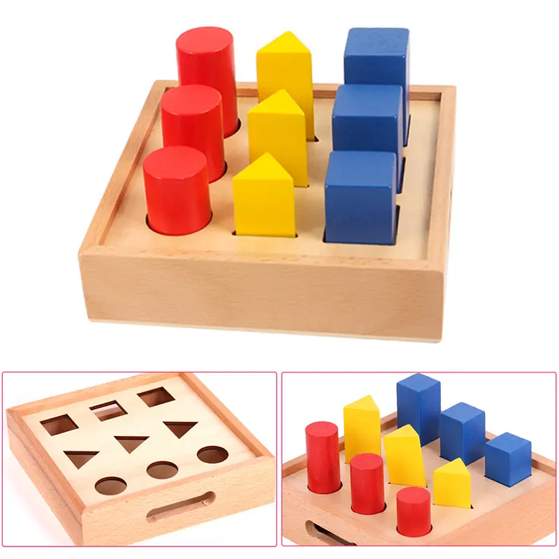 Kids Montessori Sensory Math Toy 3D Geometry Column Ladder Matching Shape Sorting Color Cognitive Educational Toys Teaching Aids