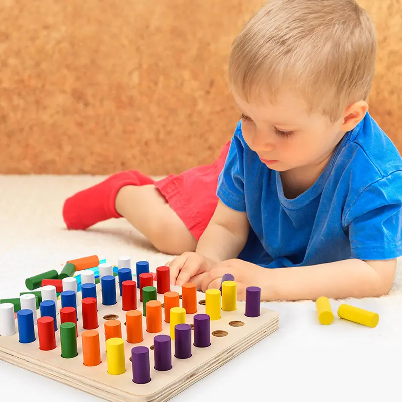 Kids Montessori Sensory Math Toy 3D Geometry Column Ladder Matching Shape Sorting Color Cognitive Educational Toys Teaching Aids