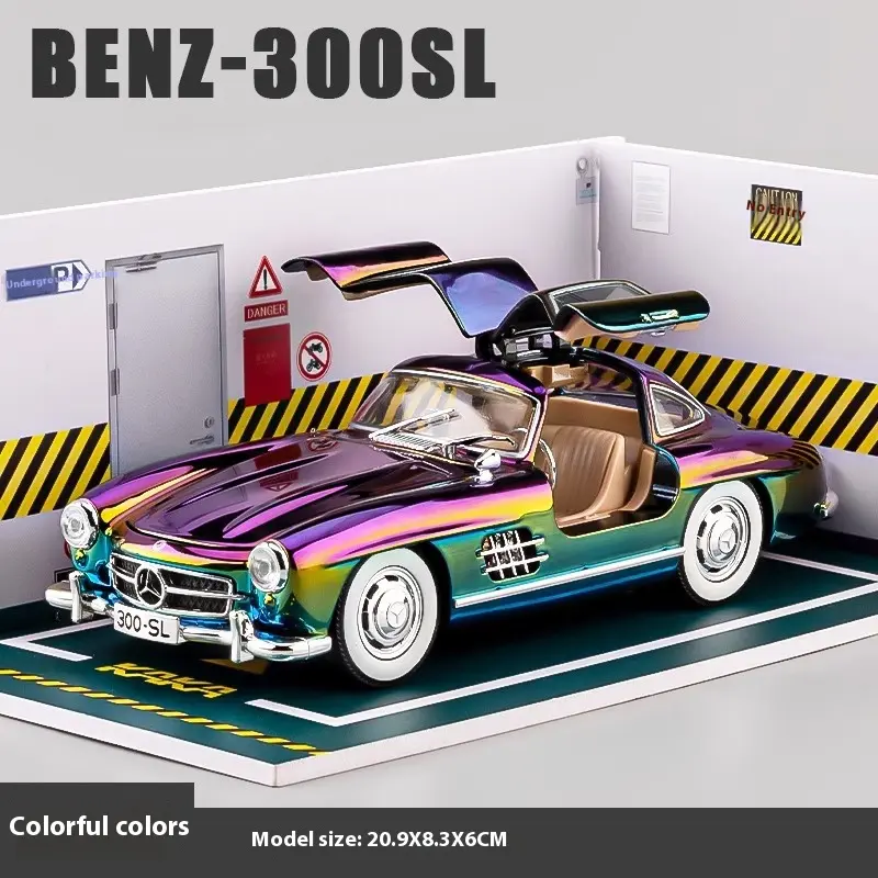 Classic 1:24 Mercedes-Benz 300SL Electroplated Version Alloy Car Diecast Metal Model Collect Hobby Model Ornaments Gift For Boys