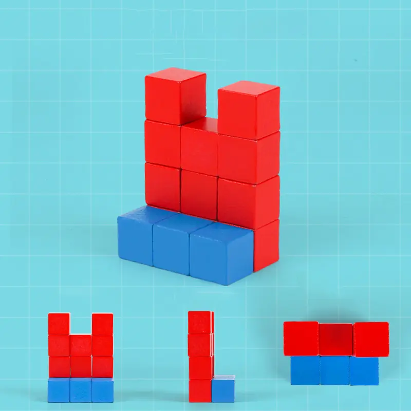Montessori Block Puzzle Toy Spatial Logical Thinking Training Game Rainbow Stacking Blocks Math Educational Toys Gifts for Child
