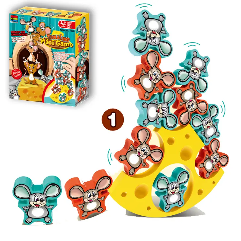 Stacking high balanced toys cute mouse pattern Maria Montessori children puzzle games designed to train children's concentration