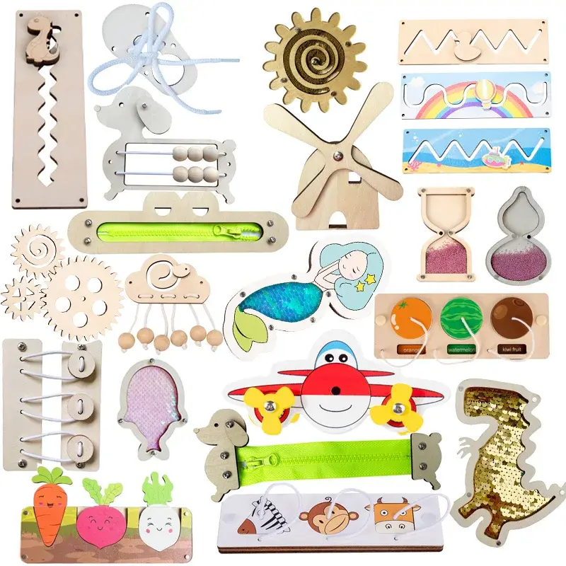 Diy Material Busy Board Accessories Montessori Teaching Aids Baby Early Education Learning Skill Toy Part Wooden Board Games