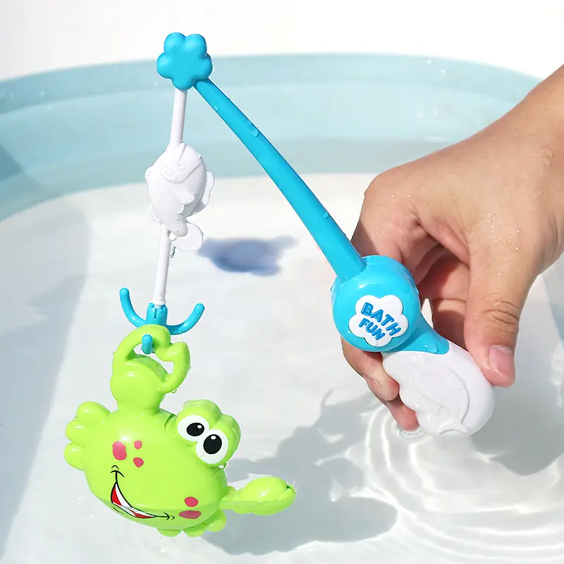 Bath Toys Fishing Games with Fish Net Squirt Fishes Crab Pool Bath Time Bathtub Toy for Toddlers Baby Kids Infant Girls Boys Age