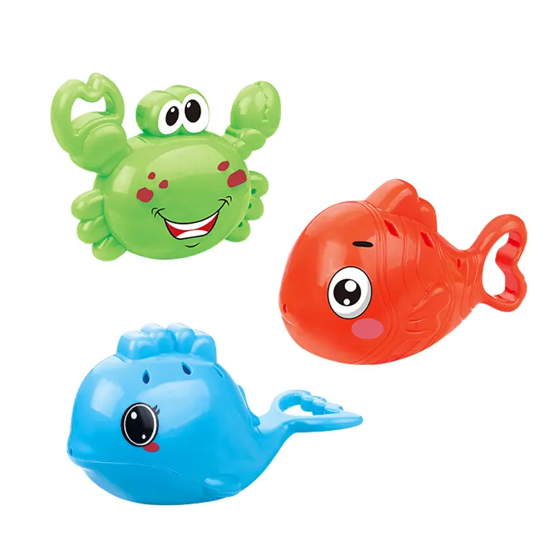 Bath Toys Fishing Games with Fish Net Squirt Fishes Crab Pool Bath Time Bathtub Toy for Toddlers Baby Kids Infant Girls Boys Age