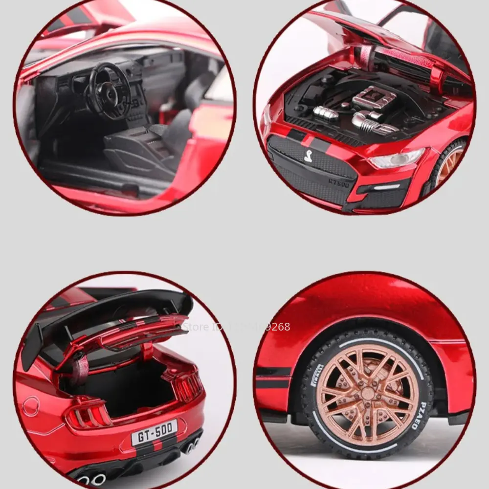 Scale 1:32 Mustang Shelby GT500 F-150 Toy Car Model Alloy Diecast Sound Light Pull Back Vehicle Models Kids Birthday Gifts