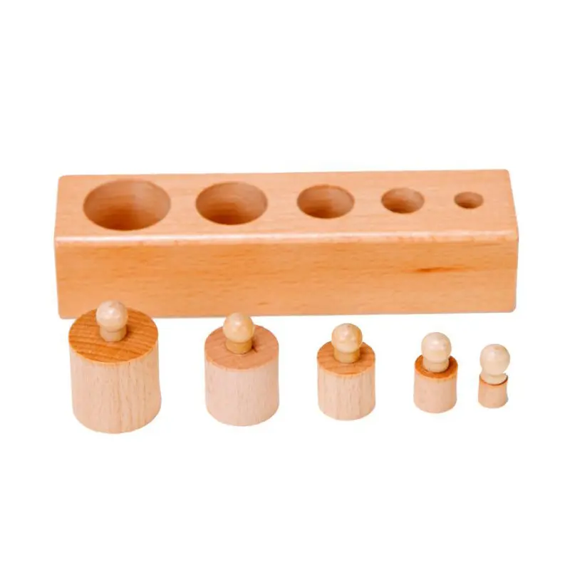 Wooden Montessori Set Cylinder Socket Puzzle Toy Baby Practice Senses Toys Preschool Children Educational Toys For Children Kids
