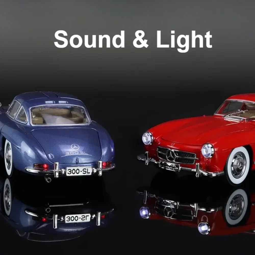 1:24 Scale 300SL Classic Car Model Toy Alloy Diecast Metal Sound Light Vintage Vehicle Models Collection Children's Toys Gifts