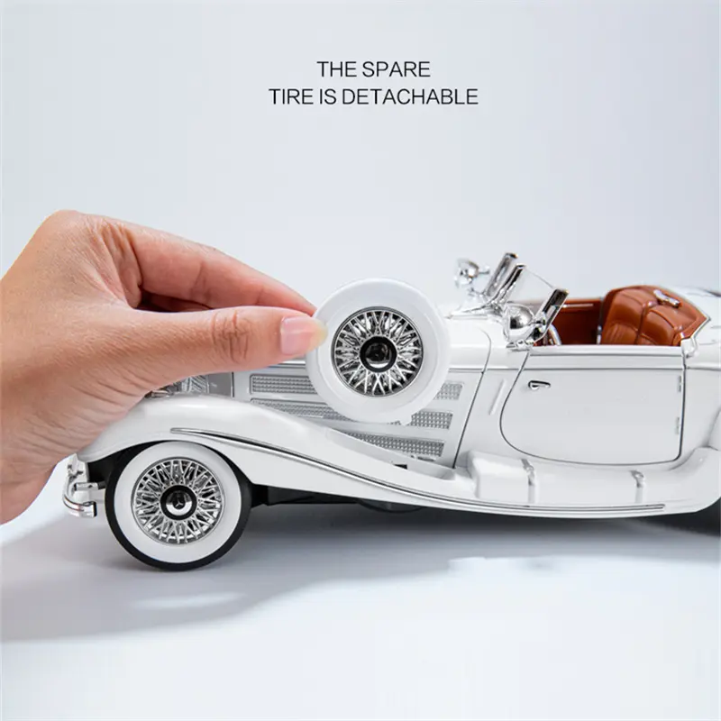 1:18 1936 Benzs 500K Alloy Classic Car Model Diecast Metal Retro Vehicles Car Model Simulation Sound and Light Children Toy Gift