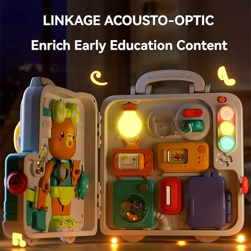 Baby Sensory Busy Board Montessori Toys Music Lights Switch Multifunction Travel Play Early Educational Activities Toy for Kids