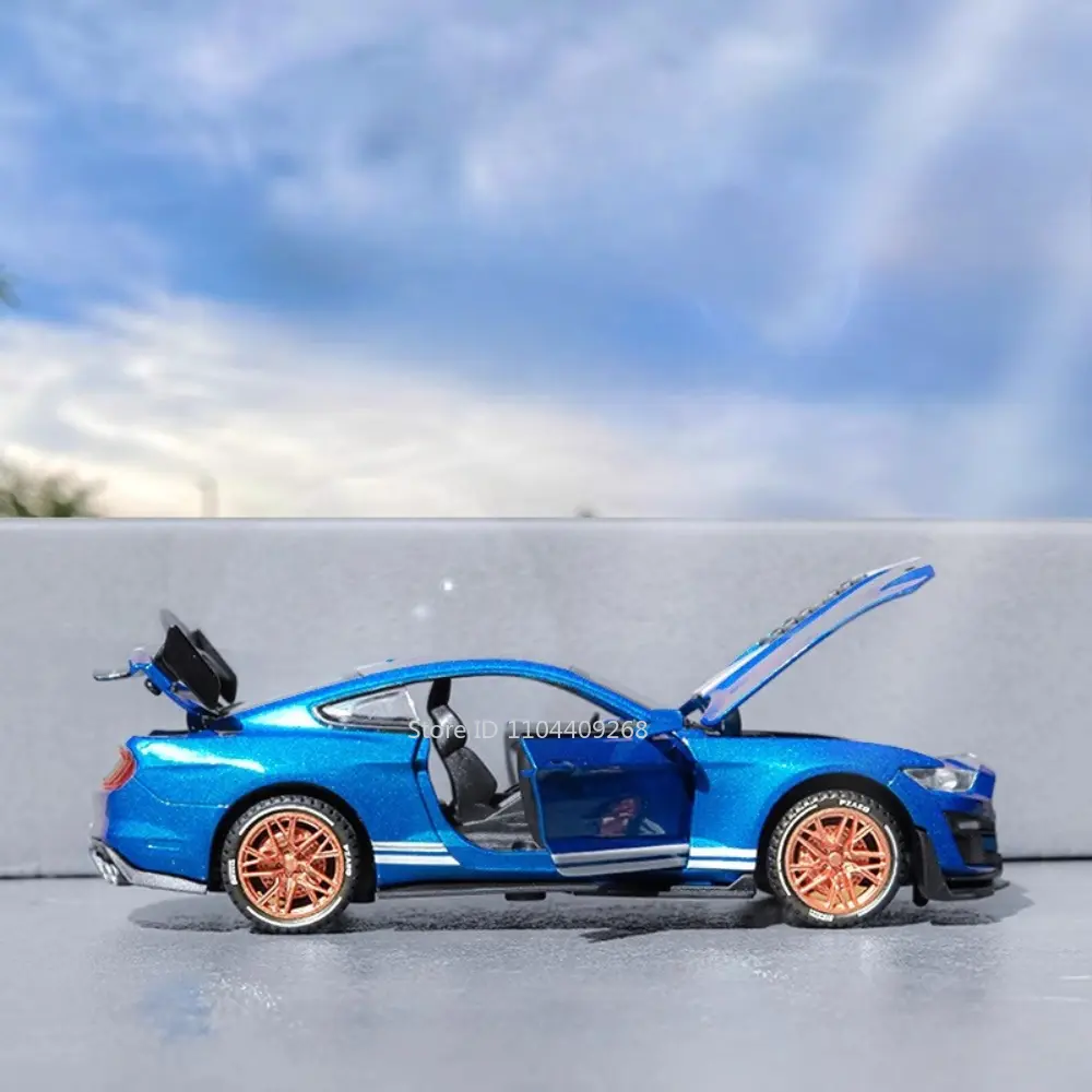 Scale 1:32 Mustang Shelby GT500 F-150 Toy Car Model Alloy Diecast Sound Light Pull Back Vehicle Models Kids Birthday Gifts