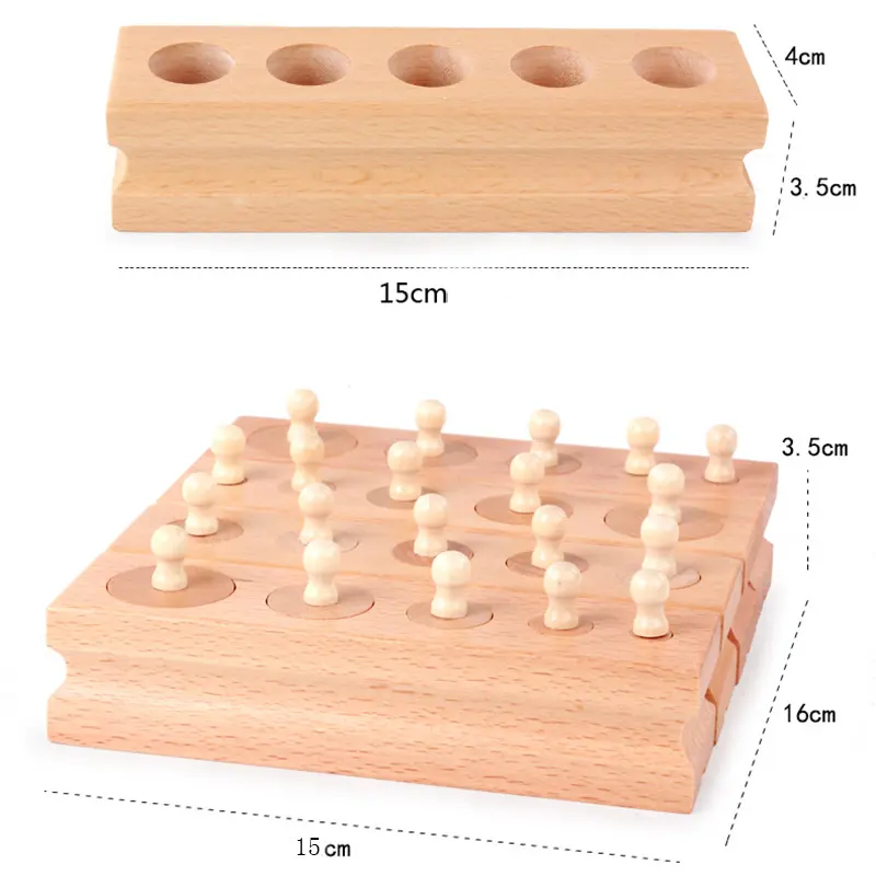 Wooden Montessori Set Cylinder Socket Puzzle Toy Baby Practice Senses Toys Preschool Children Educational Toys For Children Kids
