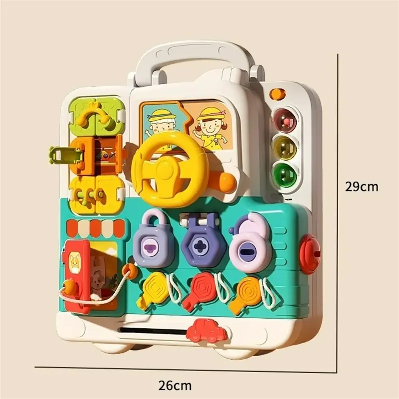 Baby Sensory Busy Board Montessori Toys Music Lights Switch Multifunction Travel Play Early Educational Activities Toy for Kids