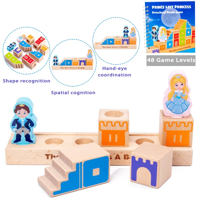 Kids Montessori Wooden Toys 3D Building Blocks Education Logical Thinking Sensory Toys Child Challenge Level Game Gifts For Kids