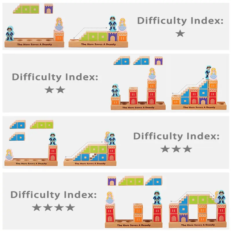 Kids Montessori Wooden Toys 3D Building Blocks Education Logical Thinking Sensory Toys Child Challenge Level Game Gifts For Kids