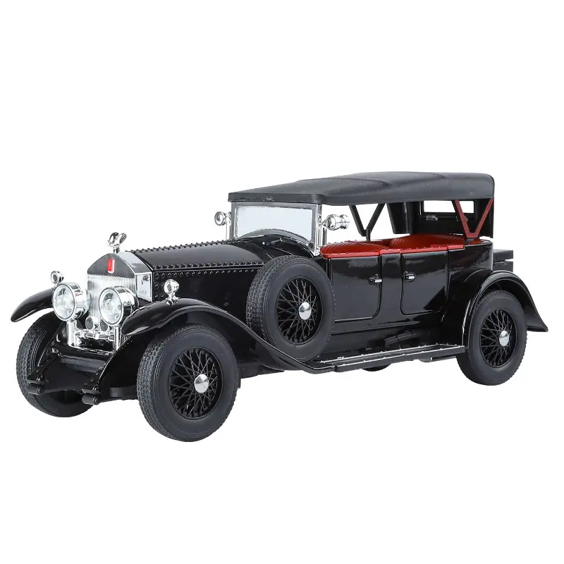 Simulation 1:24 Phantom Vintage Car Alloy Car Model Collection Ornaments Sound Light Pull Back Boy Gift Sound Light Miniature