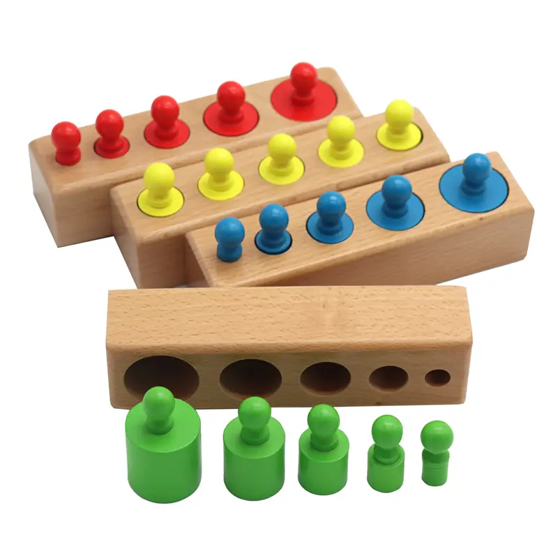 Children Cylinder Socket Puzzles Toy Baby Senses Development Size Matching Game Kid Preschool Montessori Educational Wooden Toy