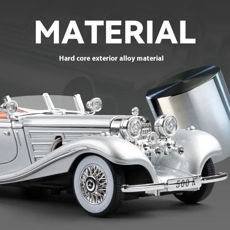 1:24 500K Classic car Alloy Metal Diecast Car Model Sound & Light Desktop Collection Hobby Ornaments Gift Boy C366