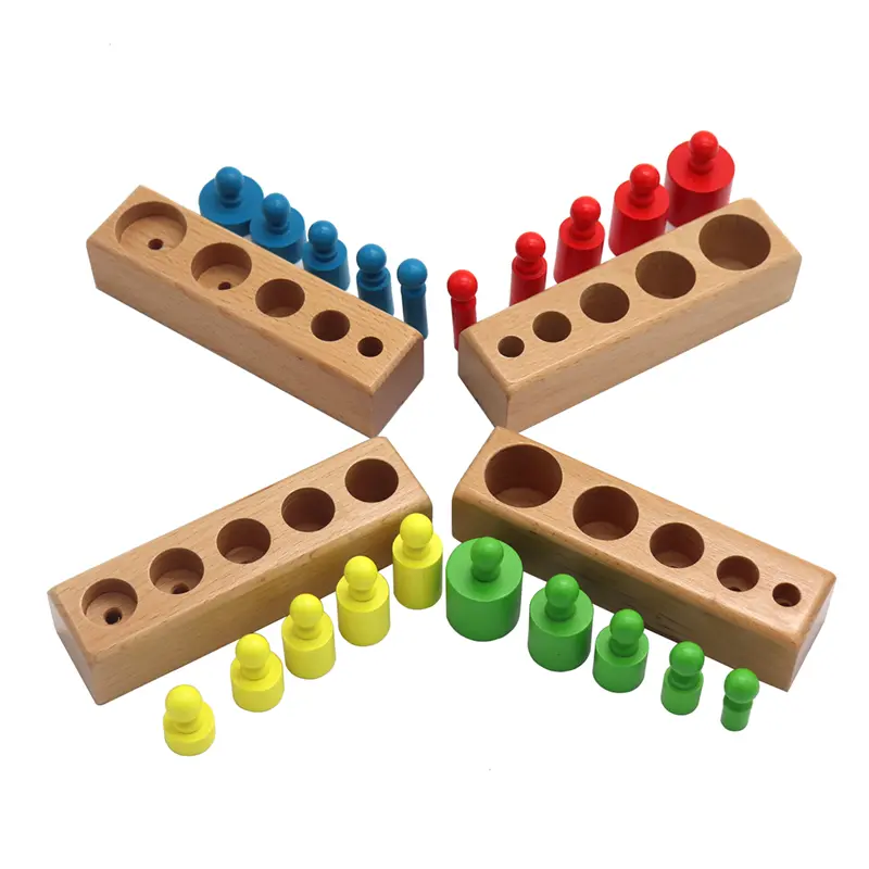 Children Cylinder Socket Puzzles Toy Baby Senses Development Size Matching Game Kid Preschool Montessori Educational Wooden Toy