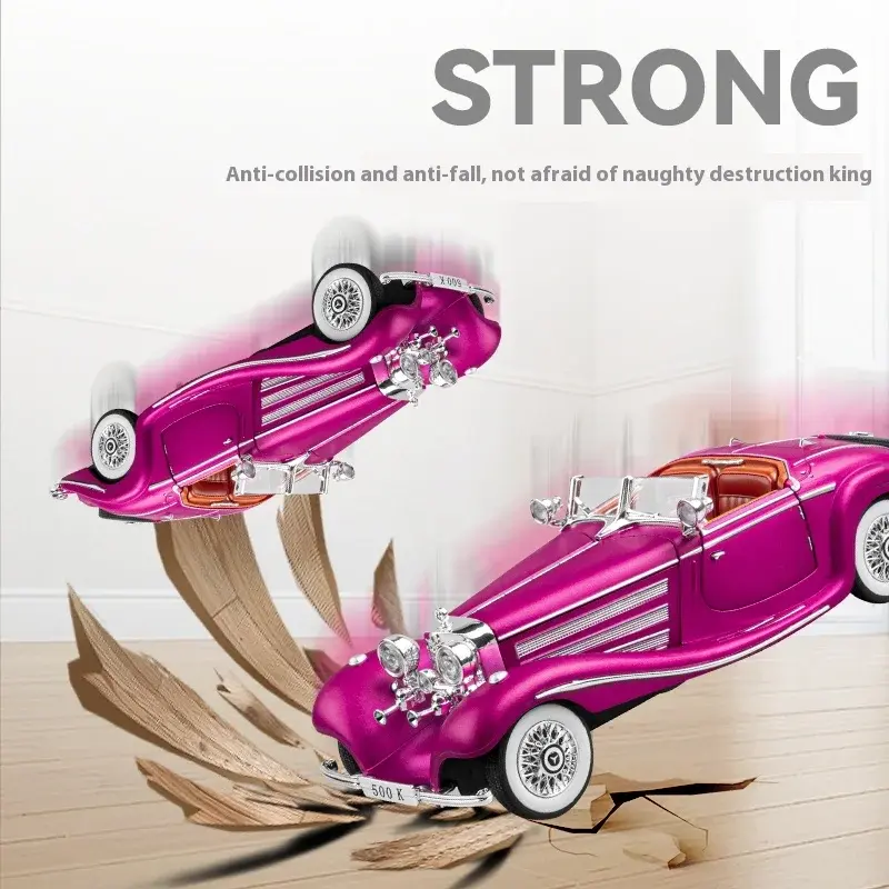 1:24 500K Classic car Alloy Metal Diecast Car Model Sound & Light Desktop Collection Hobby Ornaments Gift Boy C366