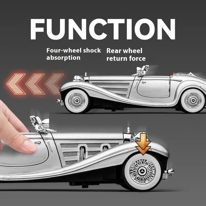 1:24 500K Classic car Alloy Metal Diecast Car Model Sound & Light Desktop Collection Hobby Ornaments Gift Boy C366