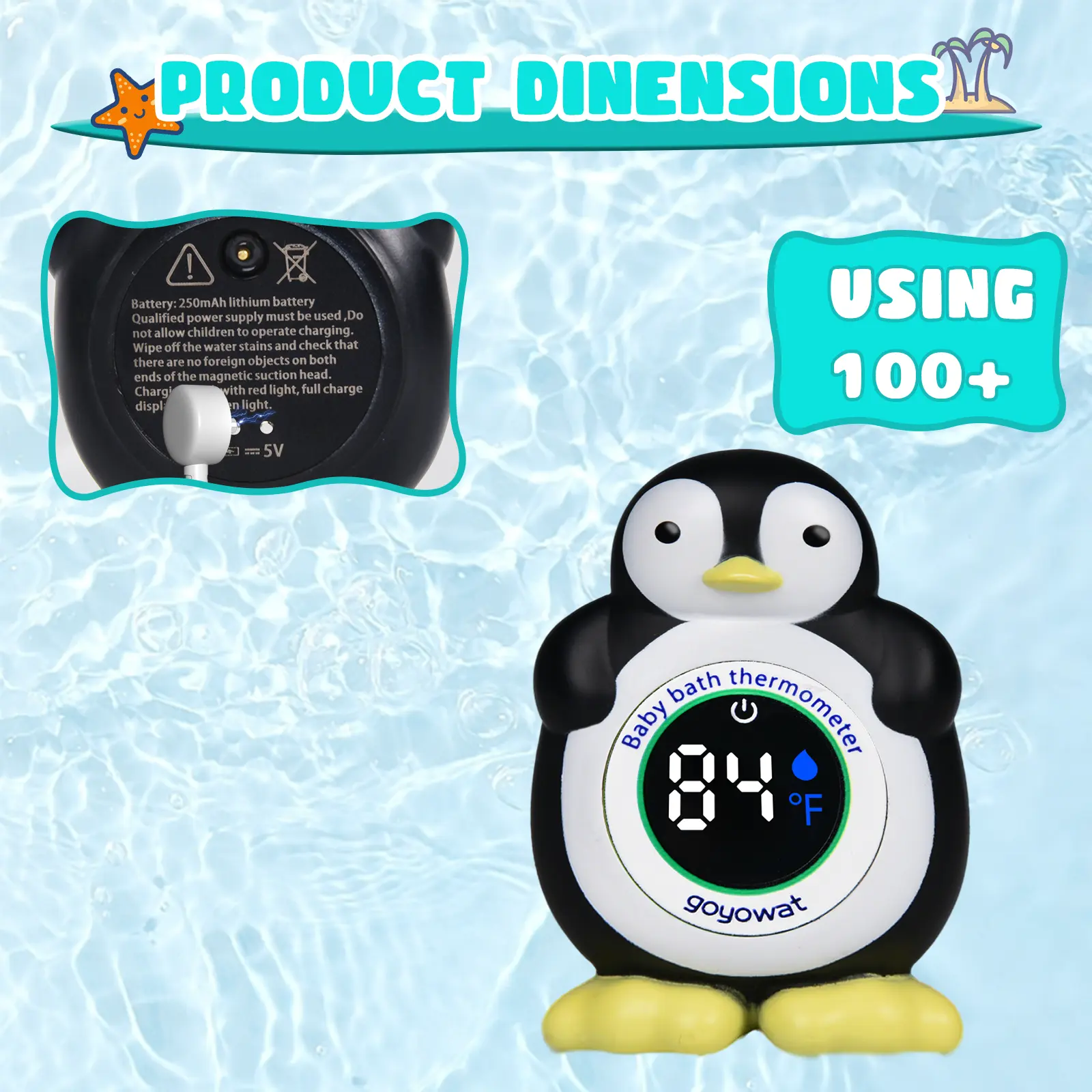 Cartoon toy baby bath thermometer LED display water temperature meter baby water temperature safety sensor color alarm cold/hot