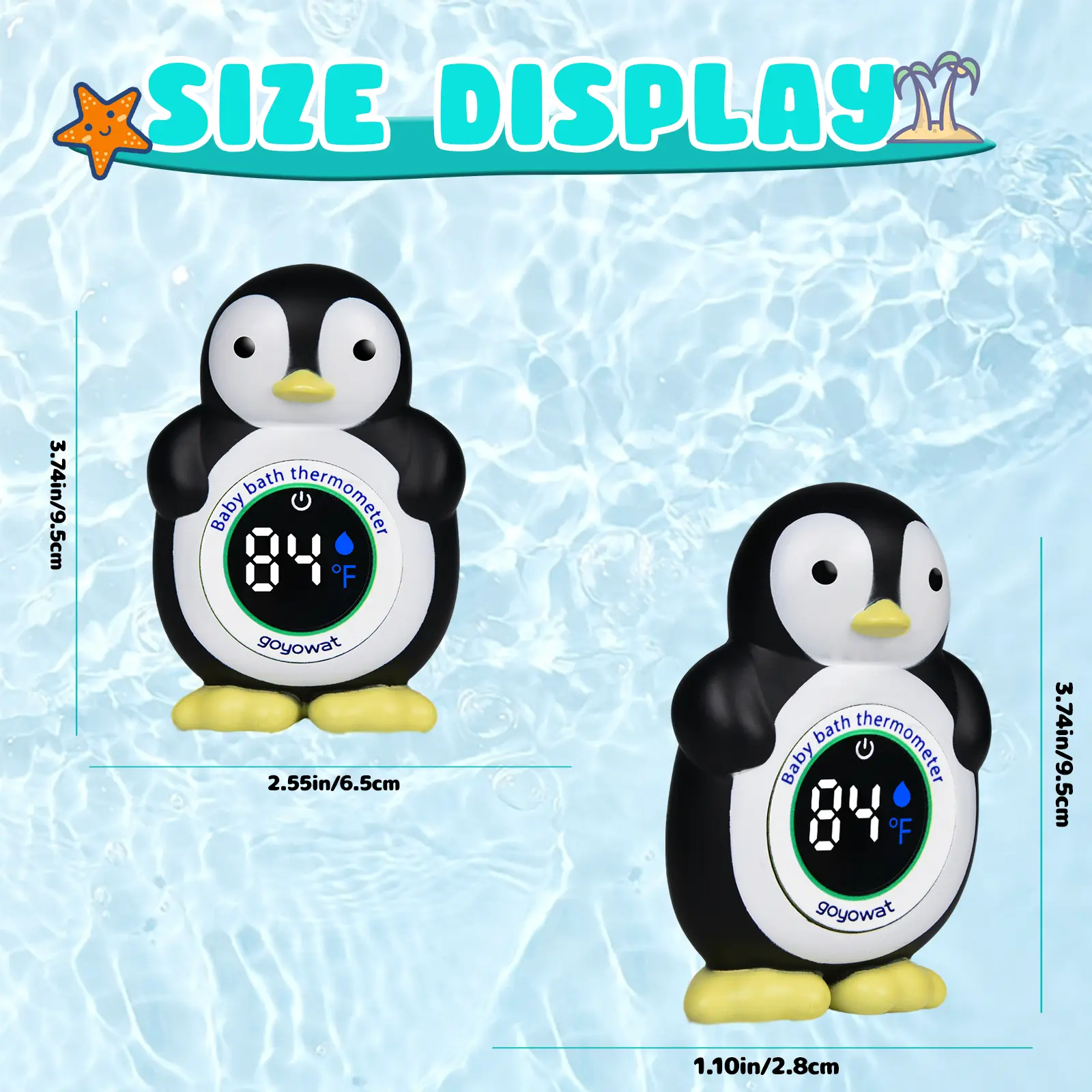 Cartoon toy baby bath thermometer LED display water temperature meter baby water temperature safety sensor color alarm cold/hot