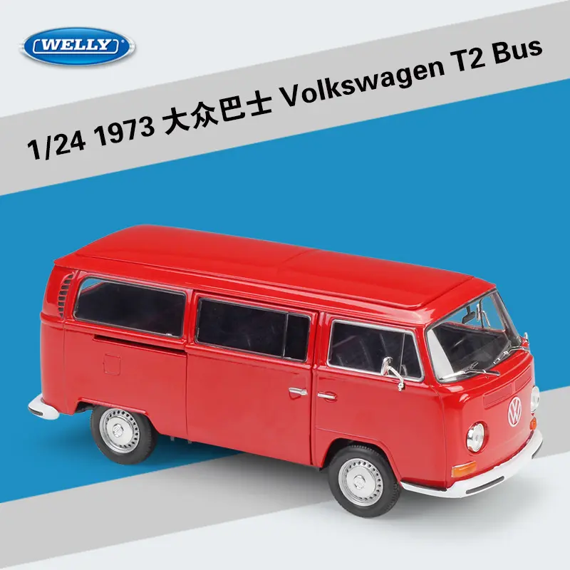 Welly 1:24 Volkswagen 1972 T1 T2 Bus Van Imitation Alloy Car Model Toy Gift Collection Display
