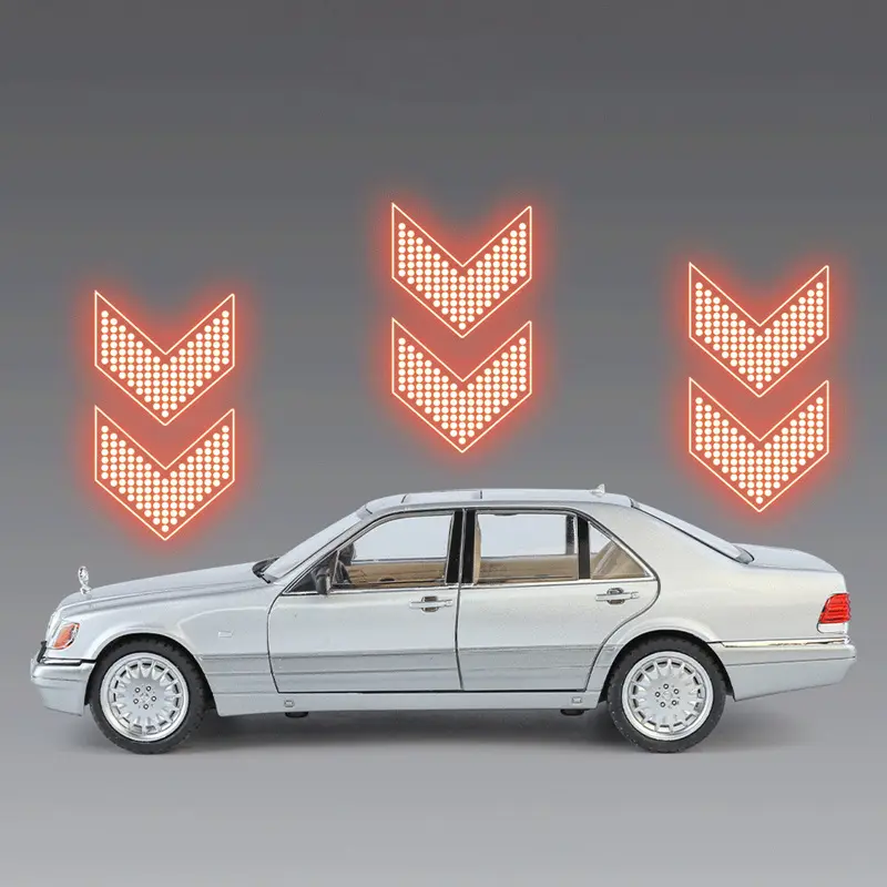 1:24 W140 S320 SEL Street Edition Alloy Classic Car Model Diecasts Metal Retro Old Vehicles Car Model Sound Light Kids Toys Gift