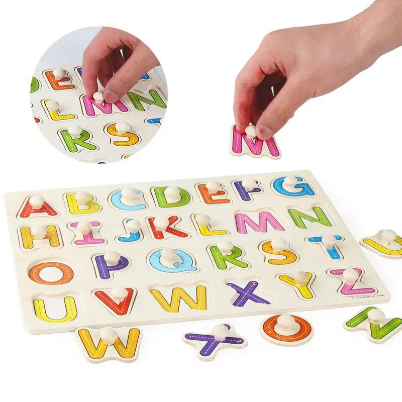Baby Wooden Grab Board Toys Puzzle Early Education Montessori Toy Shape Cognition Grasp Practice Concentration Gift for Kids TMZ